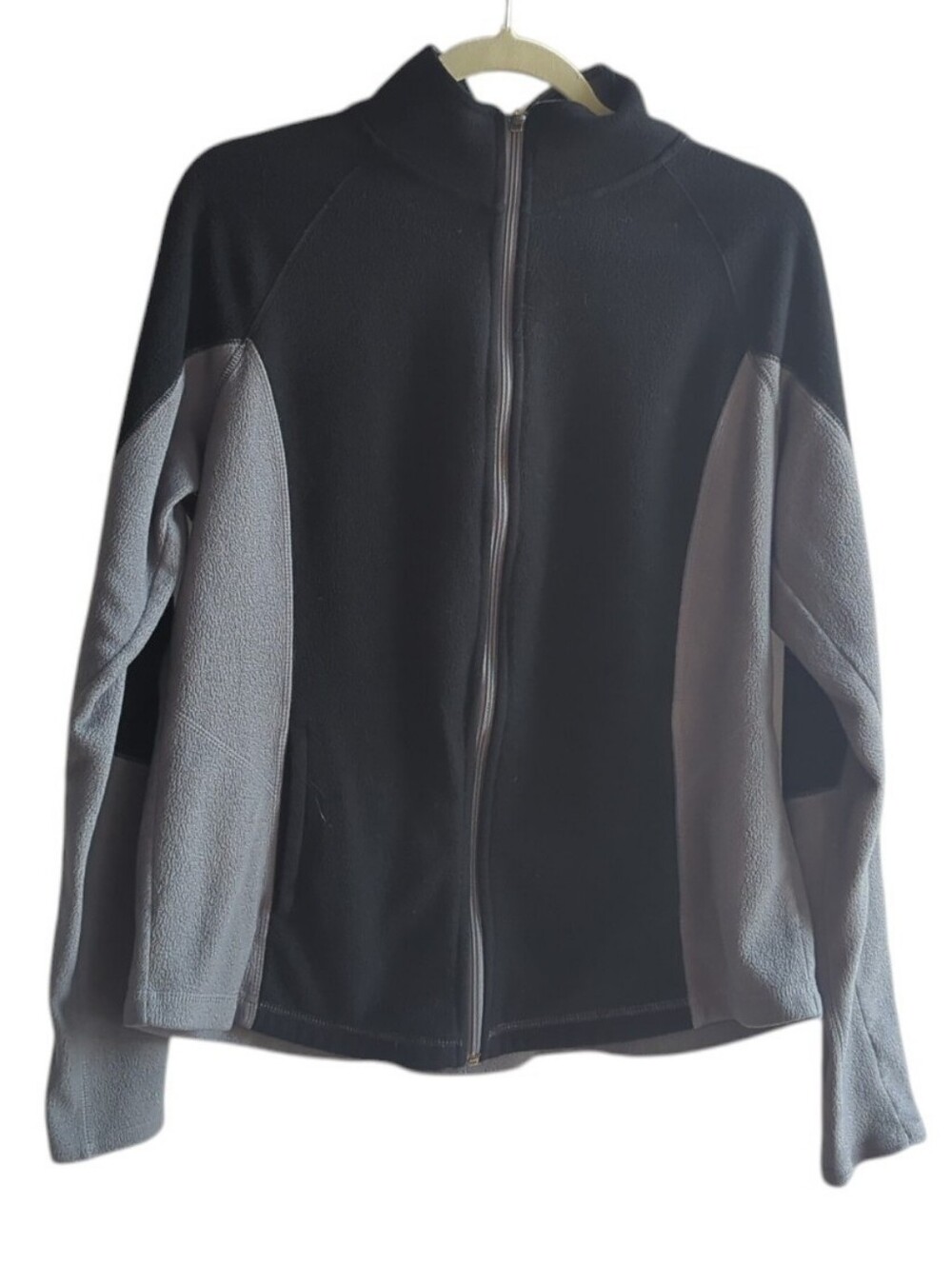 Tek Gear Black & Grey Coloblock Full Zip Up Fleece Size M